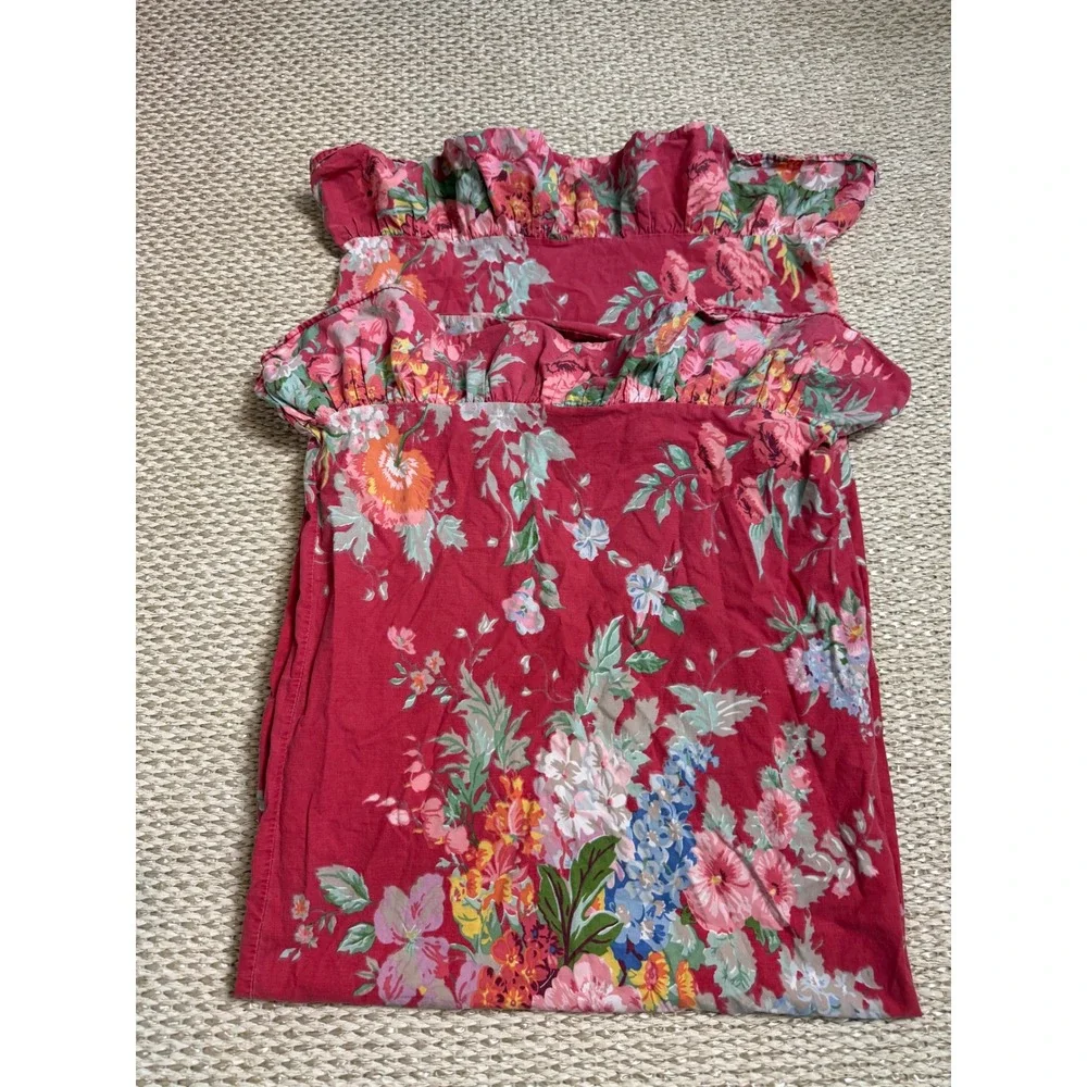 2 Ralph Lauren RL King Pillowcase   set Red Floral Cotton beach house  Ruffled